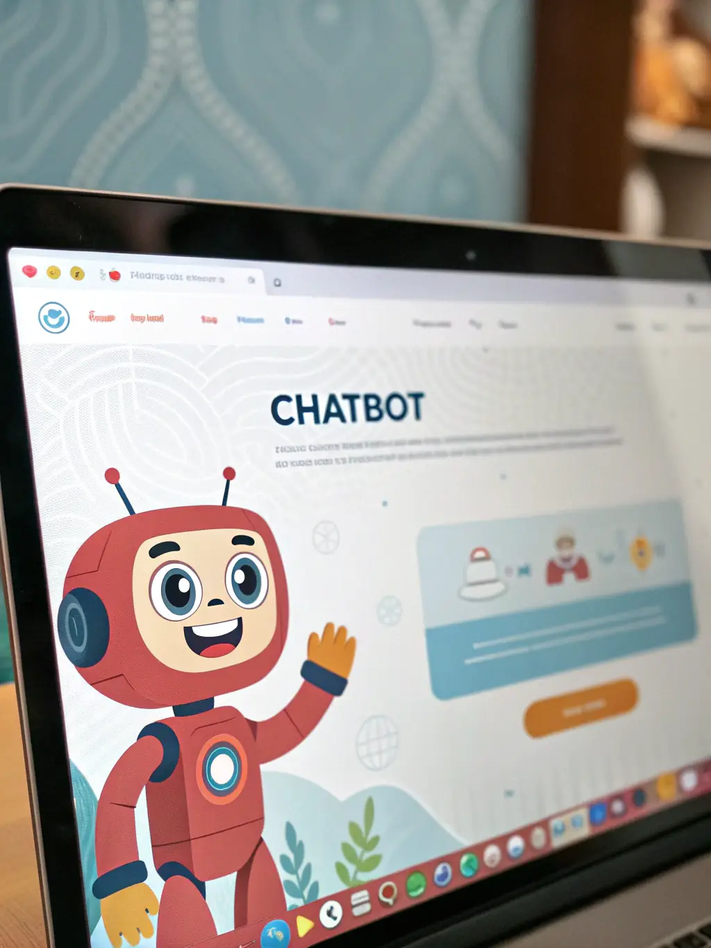 An image of an AI assistant interface, showing a friendly chatbot icon assisting a user with a task, representing always-on support.