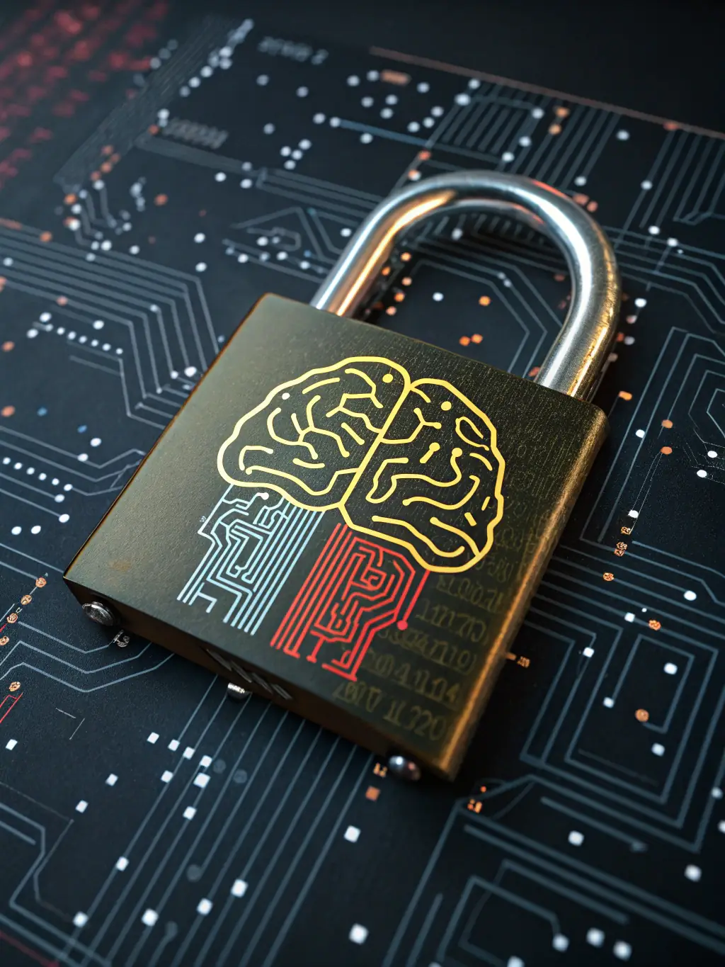 A clean, professional image representing cybersecurity, featuring a lock icon integrated with AI circuitry, symbolizing secure AI solutions for nonprofits.